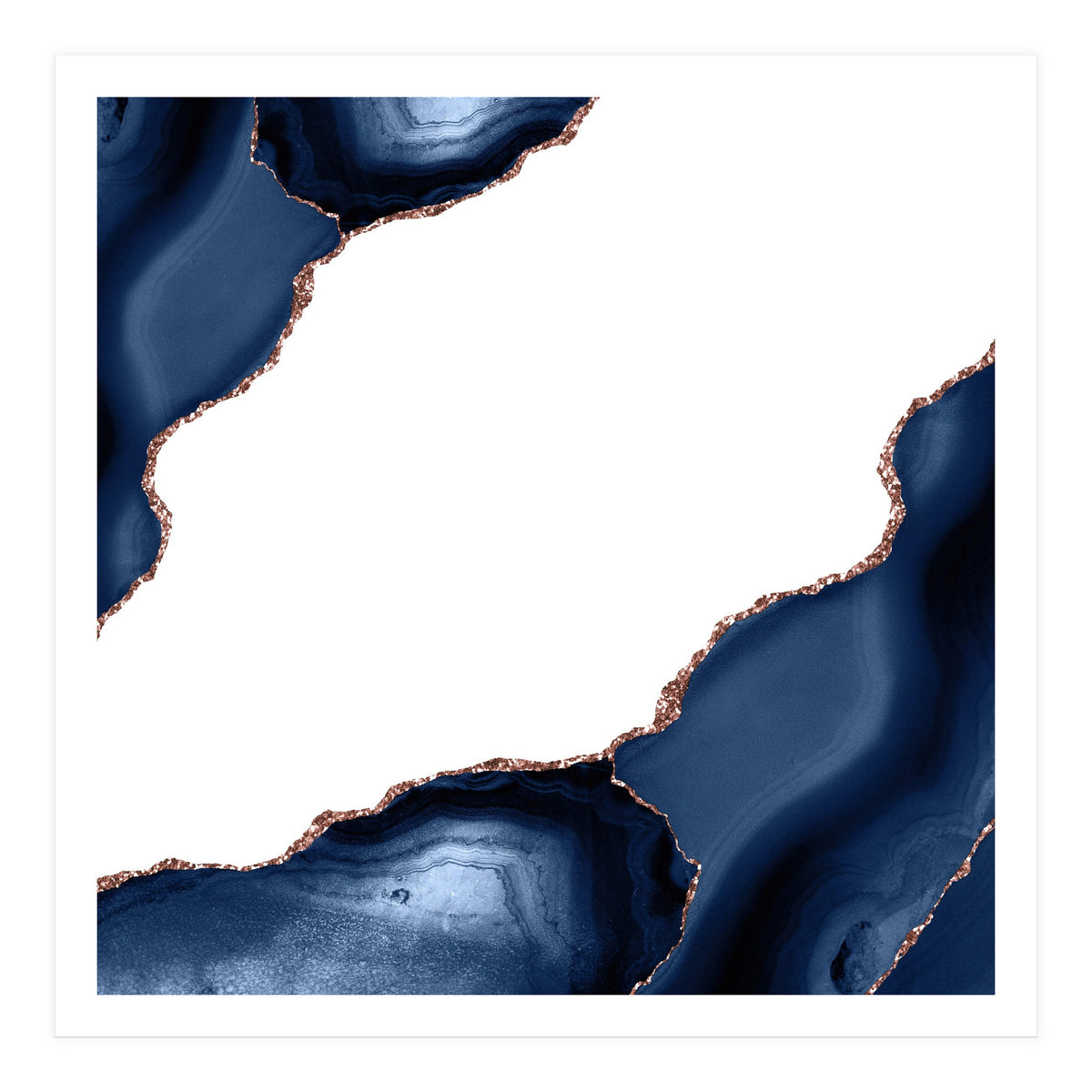 Navy & Rose Gold Agate Texture 30  (Print Only)