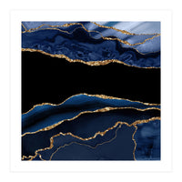 Navy & Gold Agate Texture 11  (Print Only)