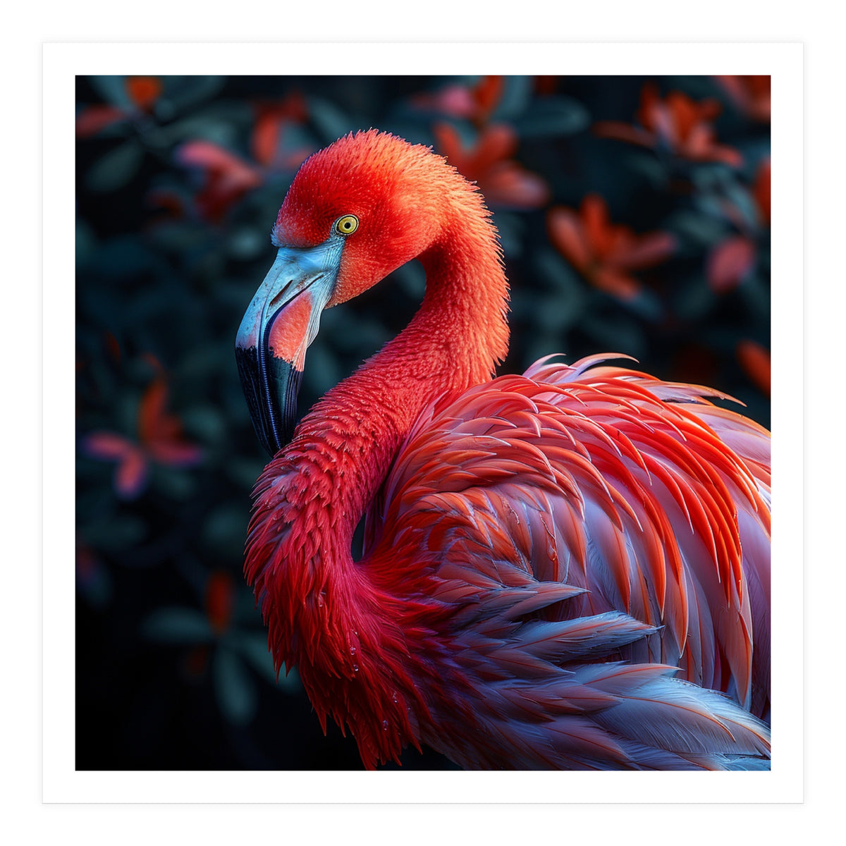 Vibrant Flamingo Bird Profile Majestic Pose (Print Only)