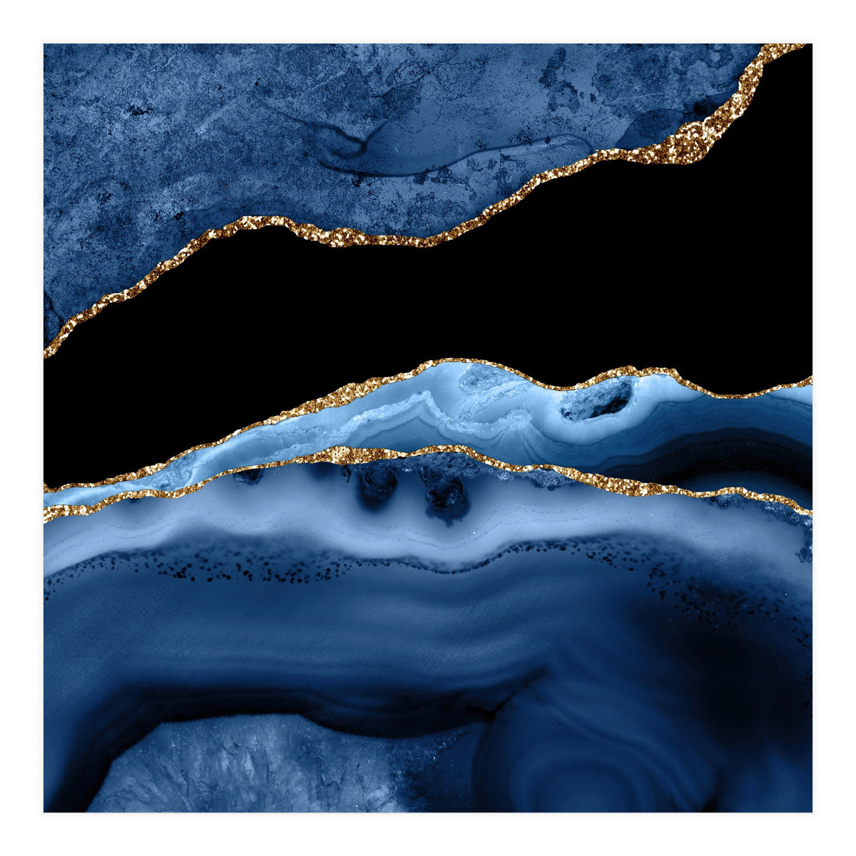 Navy & Gold Agate Texture 13  (Print Only)