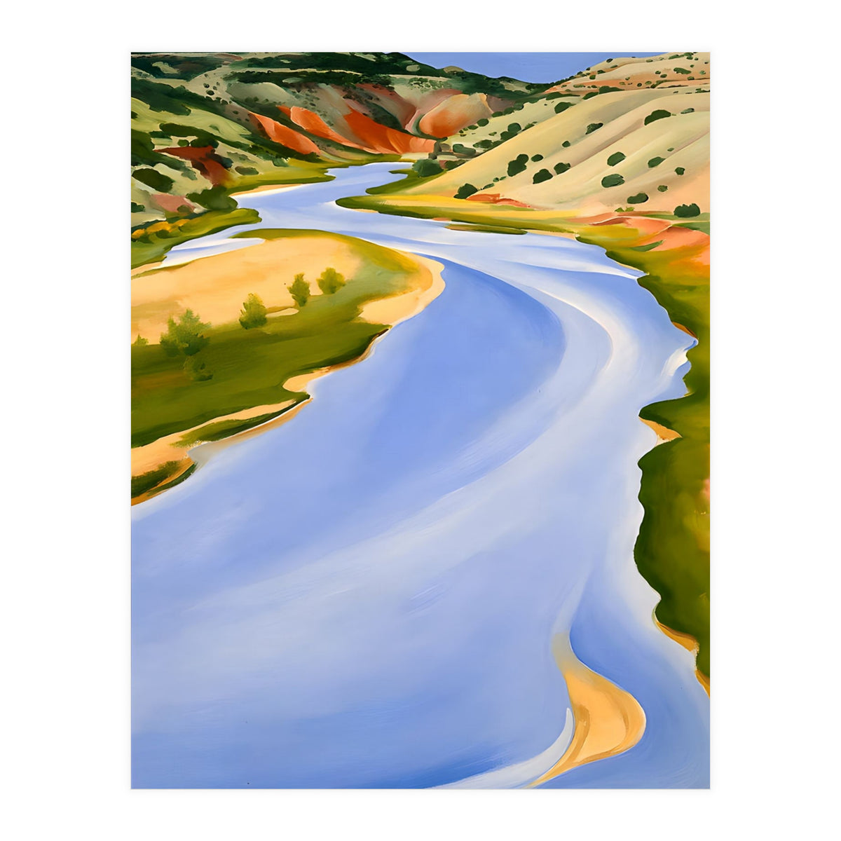 Georgia O’Keeffe – Chama River, Ghost Ranch (1937) | Serene Southwestern Landscape in Bold Modernist Forms (Print Only)