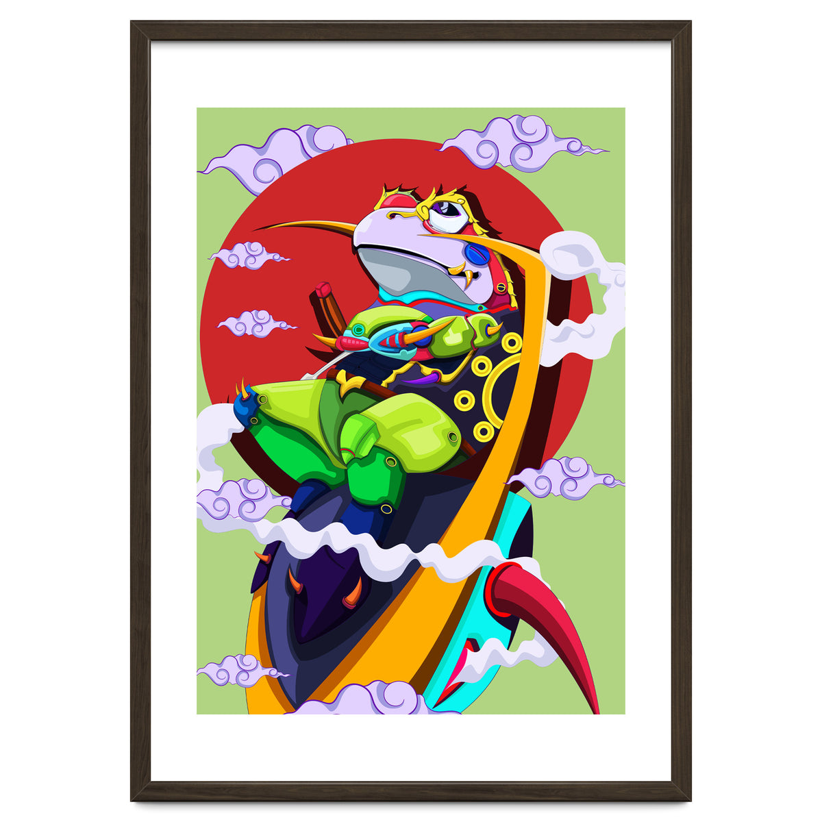 Knight Frog Cartoon Vintage Illustration