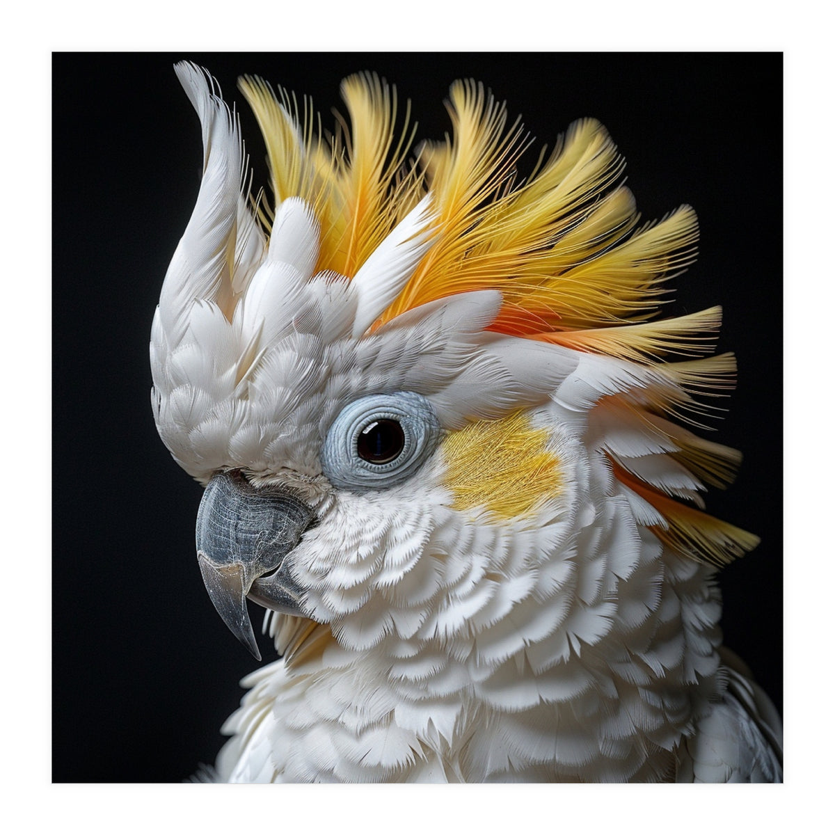 Close Up Cockatoo Portrait Yellow Crested Bird (Print Only)