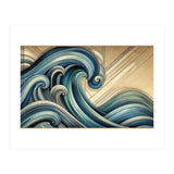 Art Deco Blue Ocean Waves (Print Only) thumbnail
