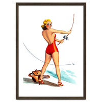 Pinup Girl Fishing On The Coast