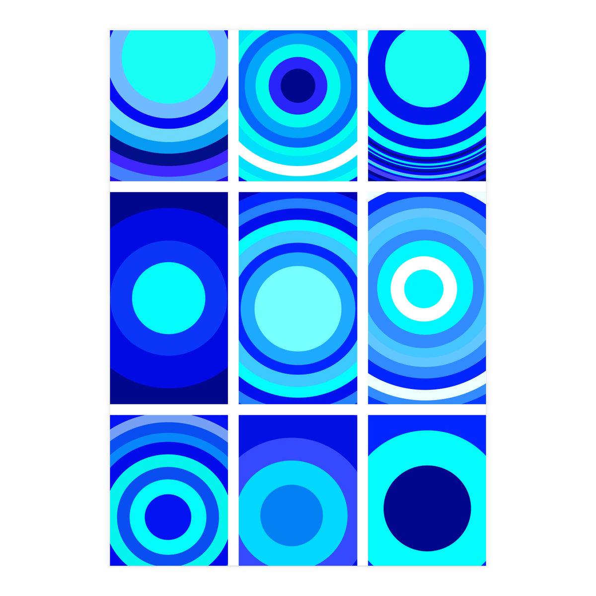 Circles & Rectangles Alt Blue 3 X 3: 2 (Print Only)