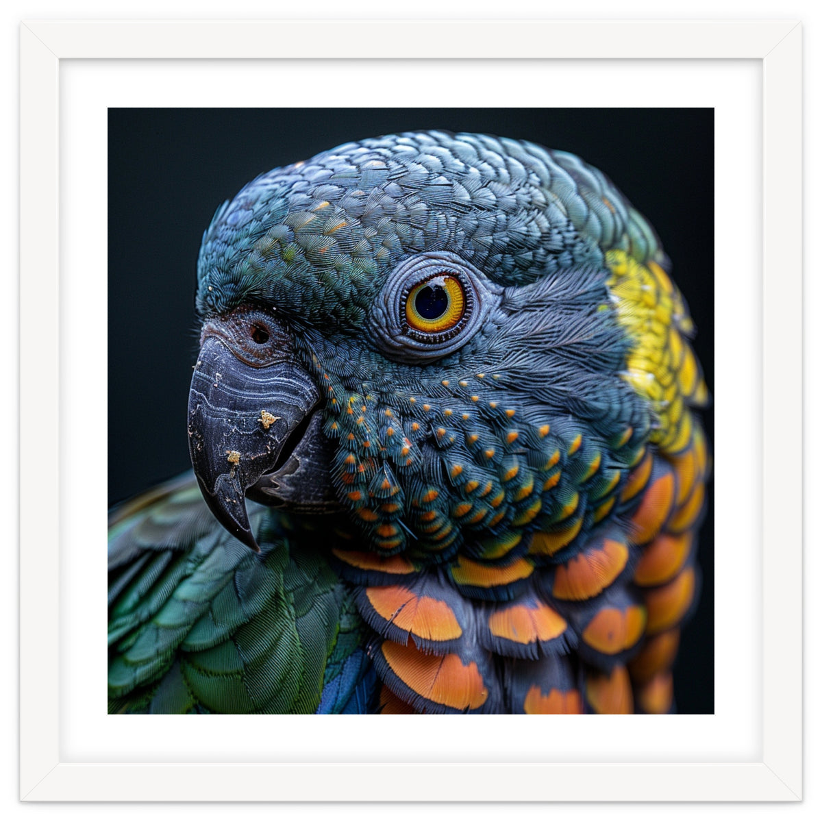 Close Up Portrait Of A Colorful Parrot's Face