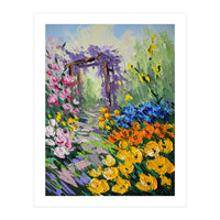 Sun-Drenched Garden Pergola Oil Painting (Print Only)