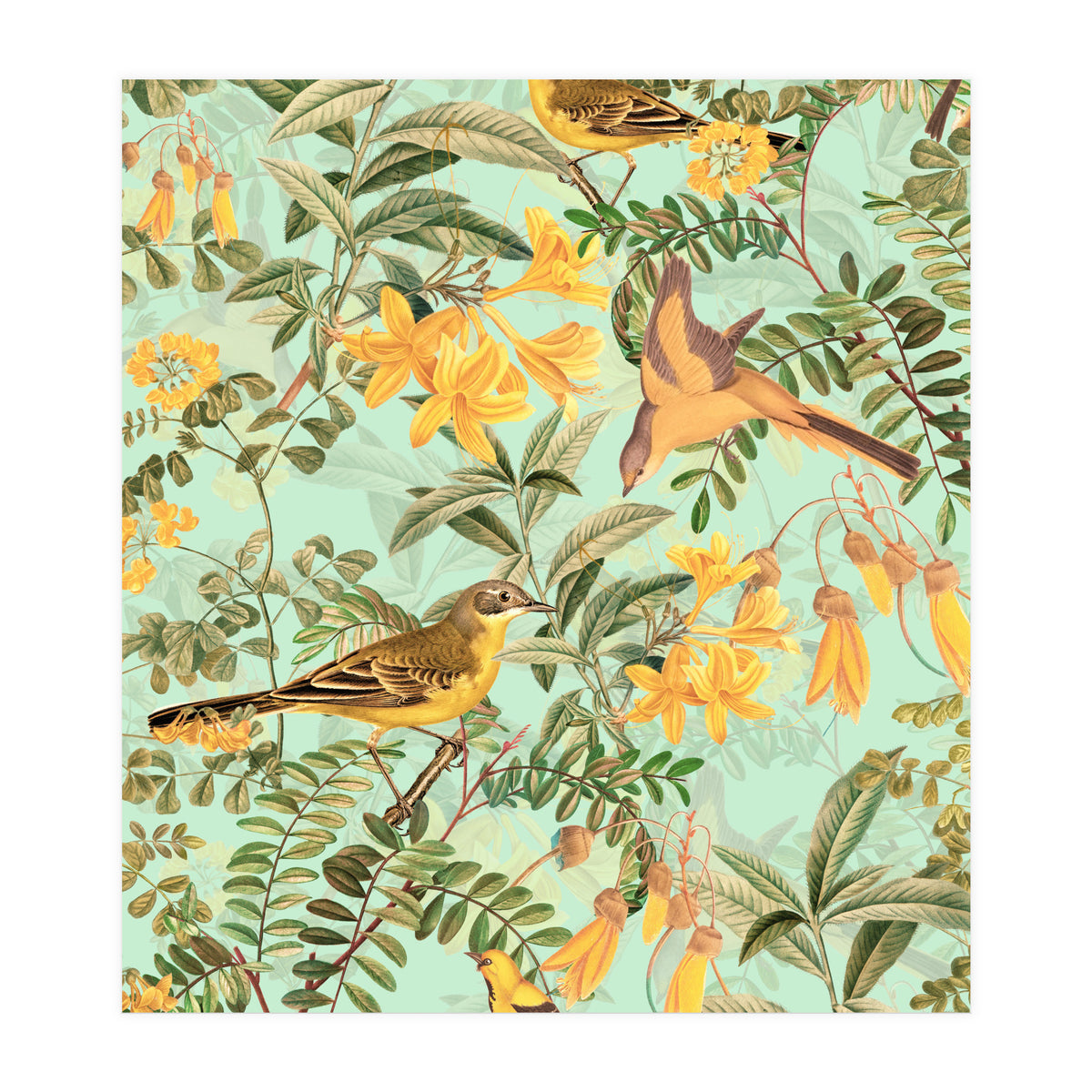 Yellow Birds in Tropical Jungle Paradise (Print Only)