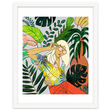 Spring Break, Tropical Bohemian Travel Line Art, Woman Fashion Palm Forest Jungle Watercolor Nature thumbnail