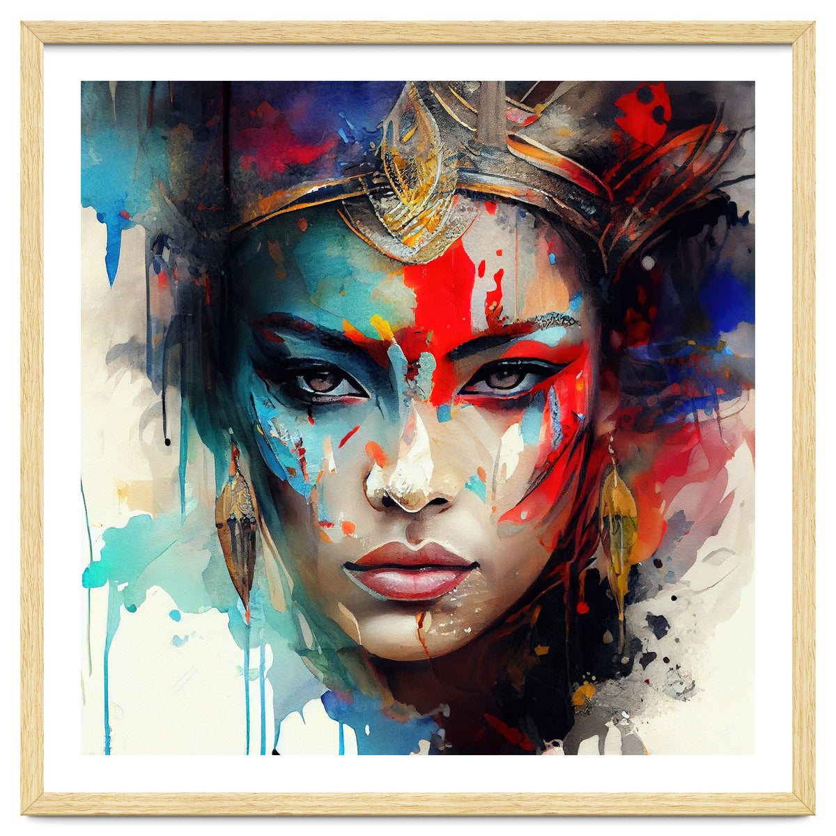 Crowned Mask Asian Warrior Portrait