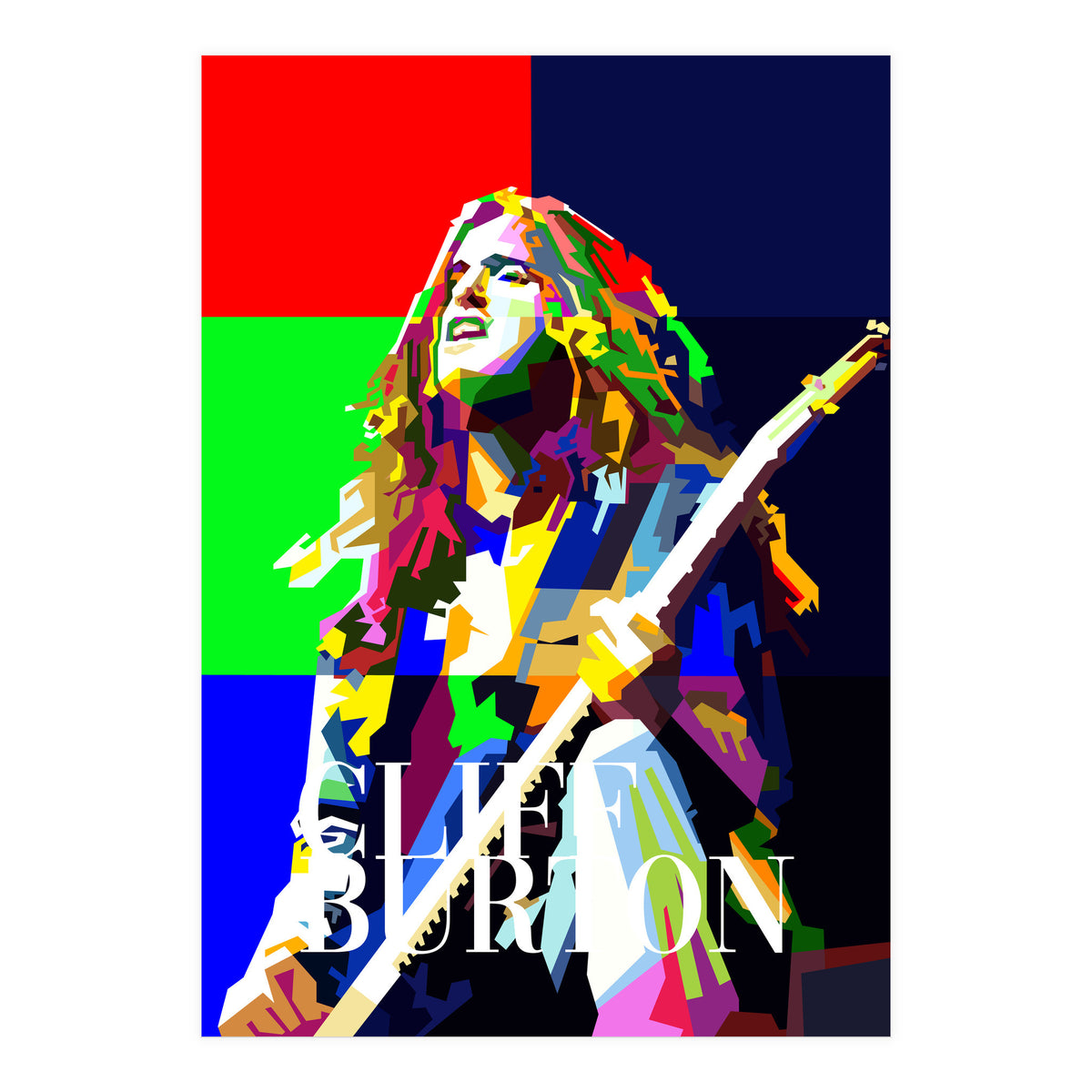 Cliff Burton Heavy Metal Bass Pop Art WPAP (Print Only)