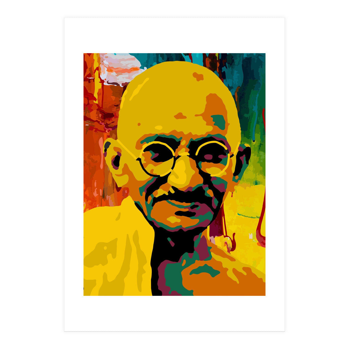 Mahatma Gandhi Colorful Abstract Art (Print Only)