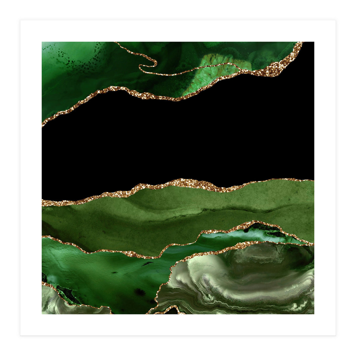 Green & Gold Agate Texture 16 (Print Only)