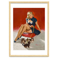Pinup Sexy Girl Playing With Her Little Cats