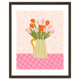 Tulips in a vase - pink and orange thumbnail