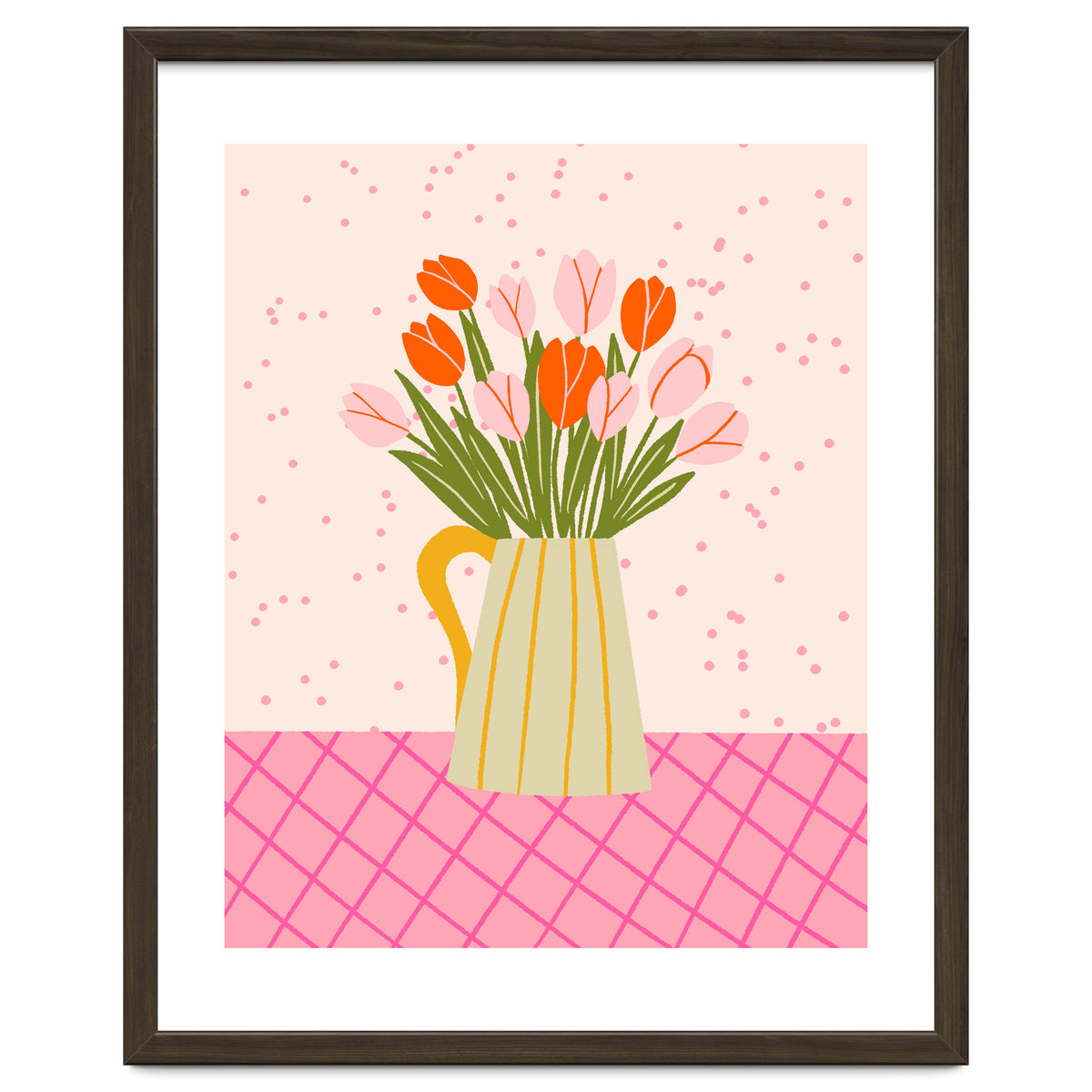 Tulips in a vase - pink and orange