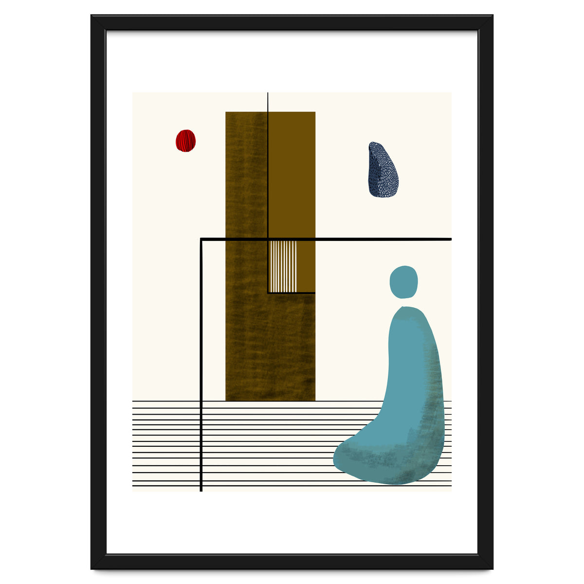 Solitude & Reflection, Abstract Concept Art, Meditation Rustic Eclectic Minimalism, Scandinavian Neutral