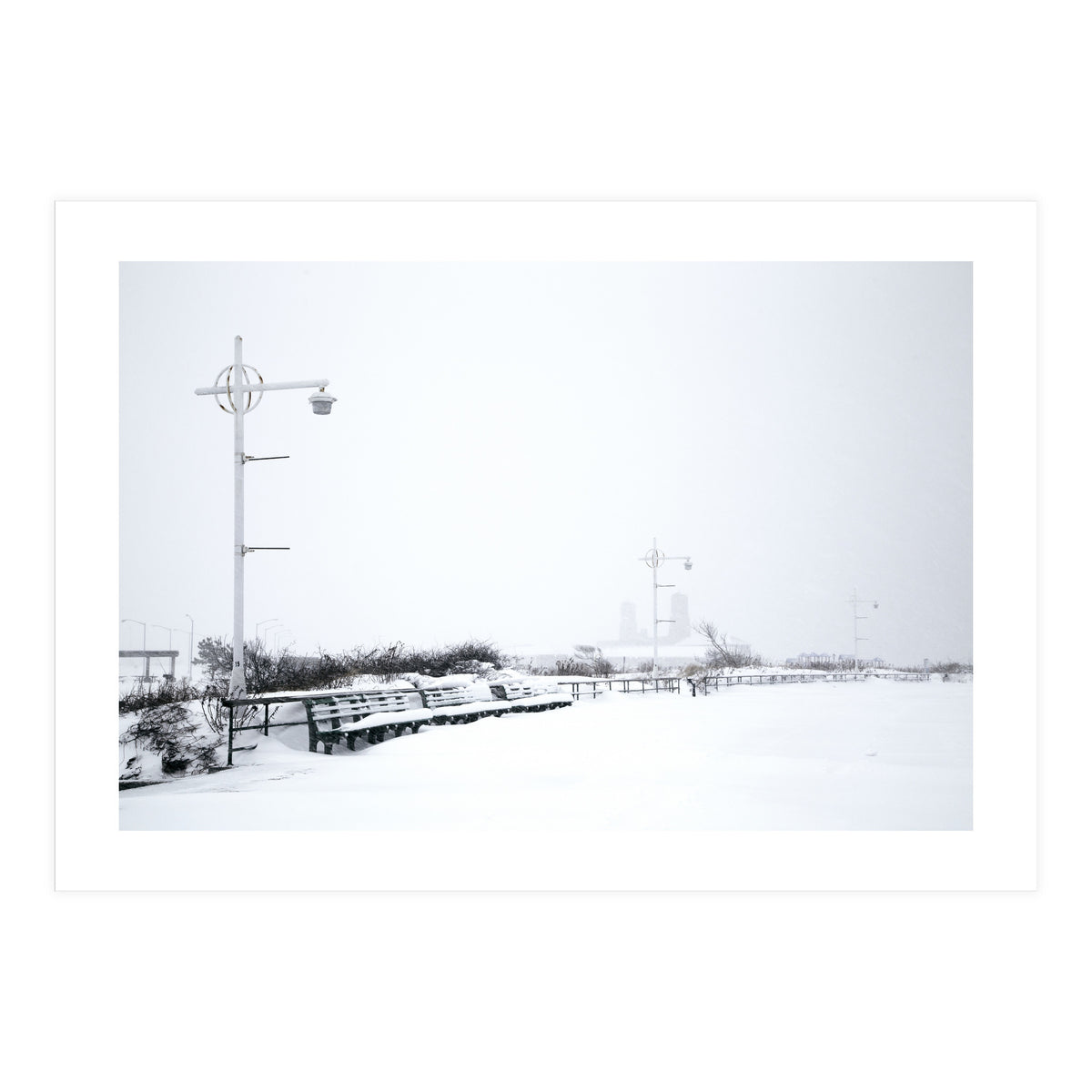 Street light and Bench in Winter snowscape (Print Only)