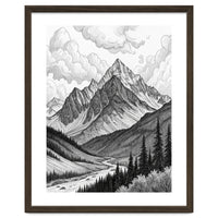 Majestic Alpine Mountain Range Sketch
