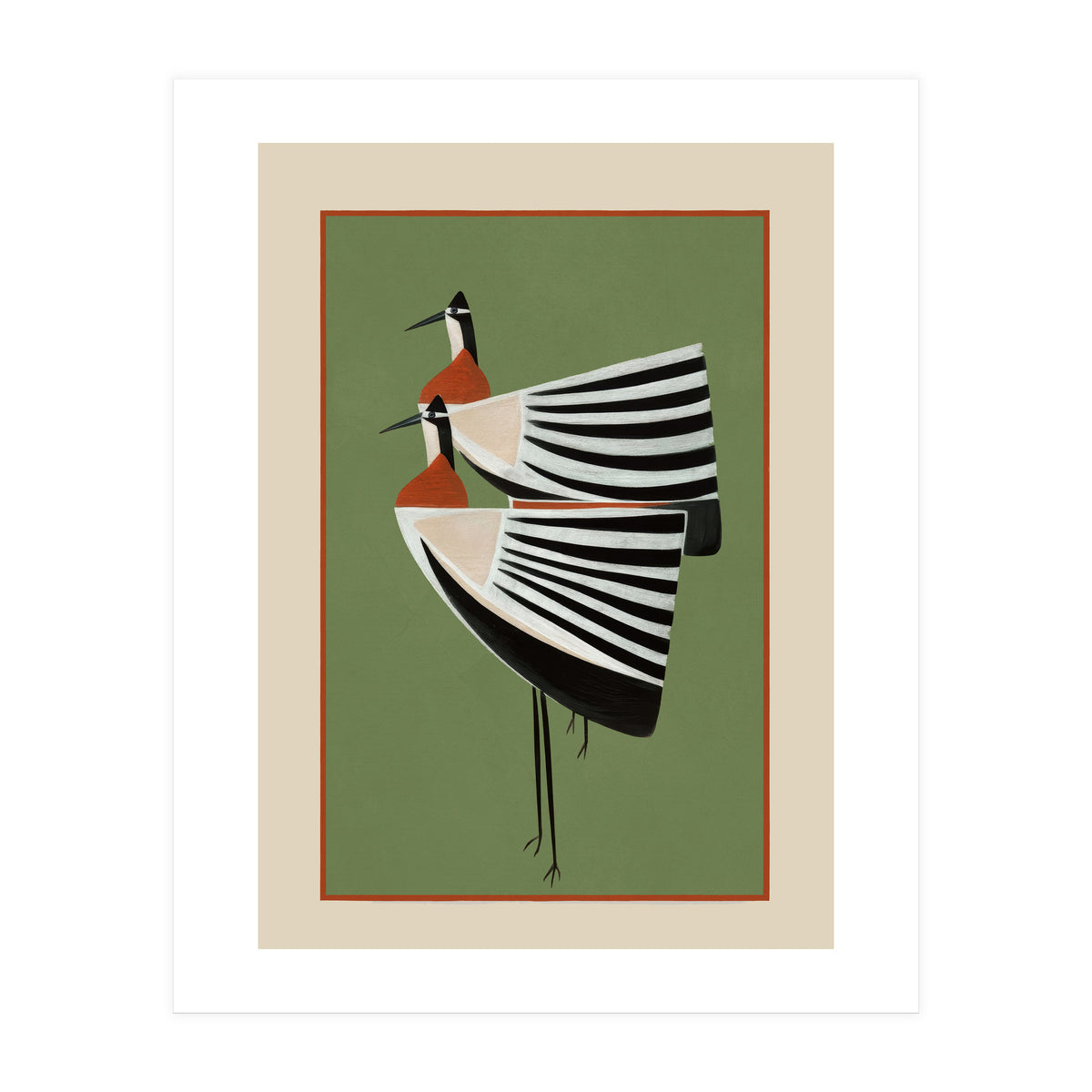 Striped Bird Pair (Print Only)