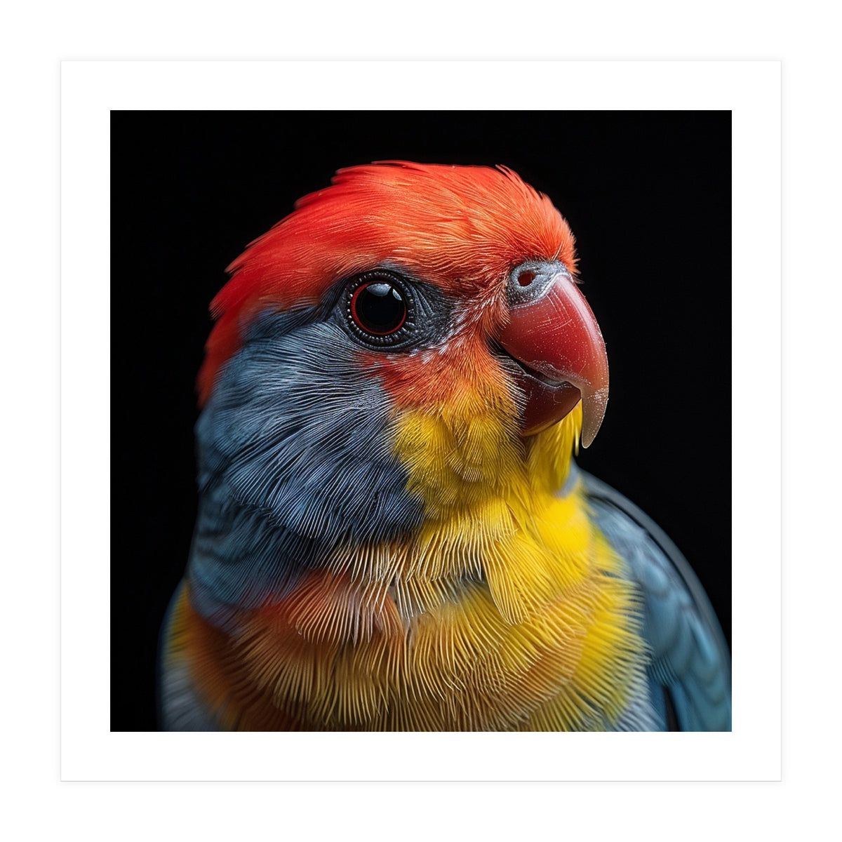 Close Up Colorful Parrot Portrait Vivid Plumage (Print Only)