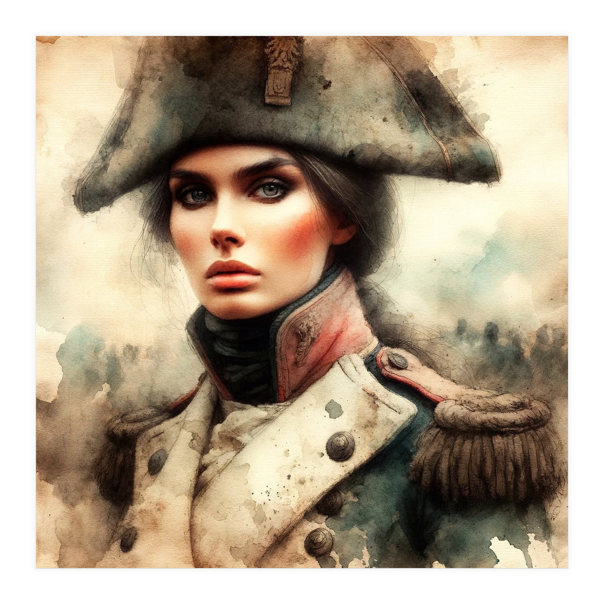 Napoleonic Officer Woman Portrait (Print Only)