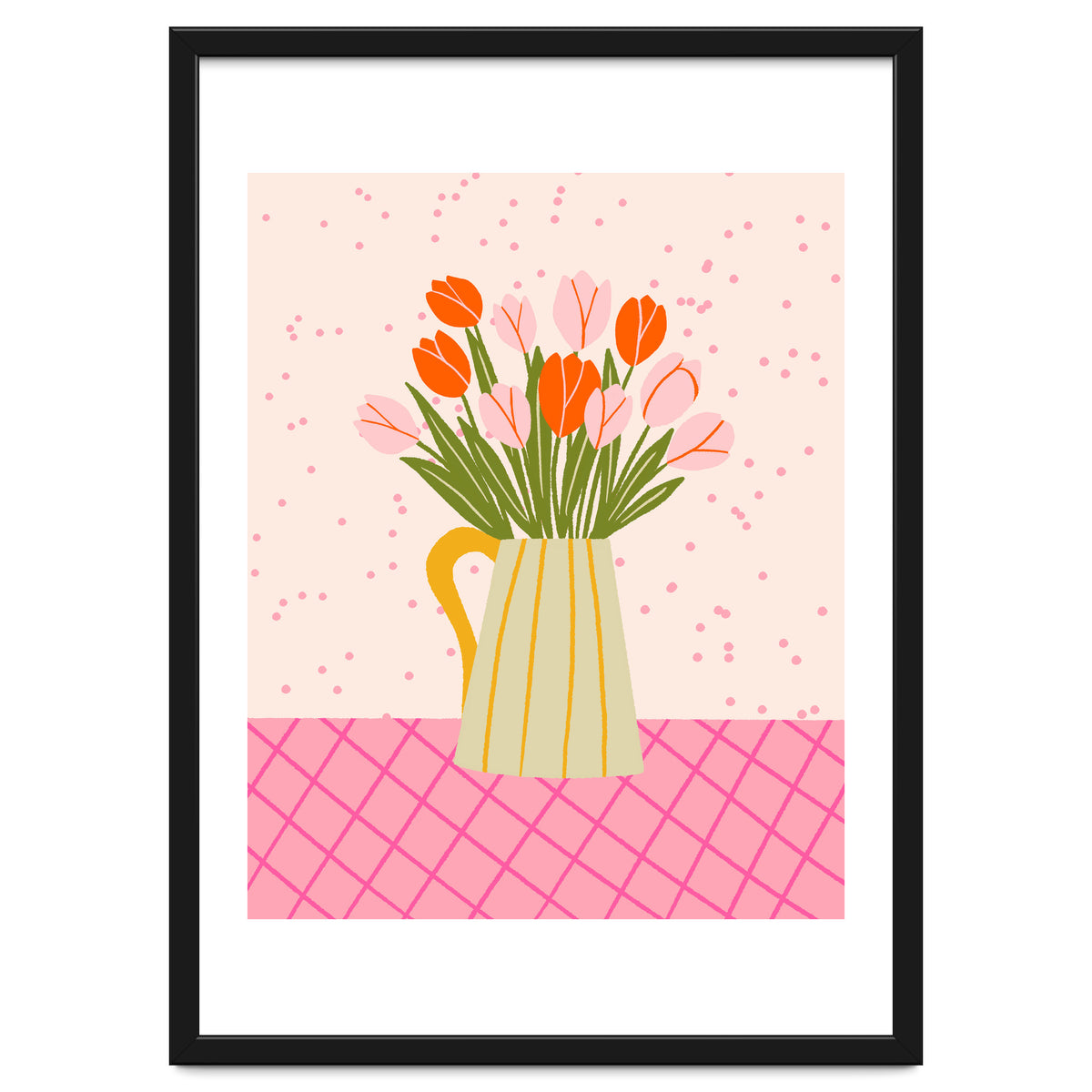 Tulips in a vase - pink and orange