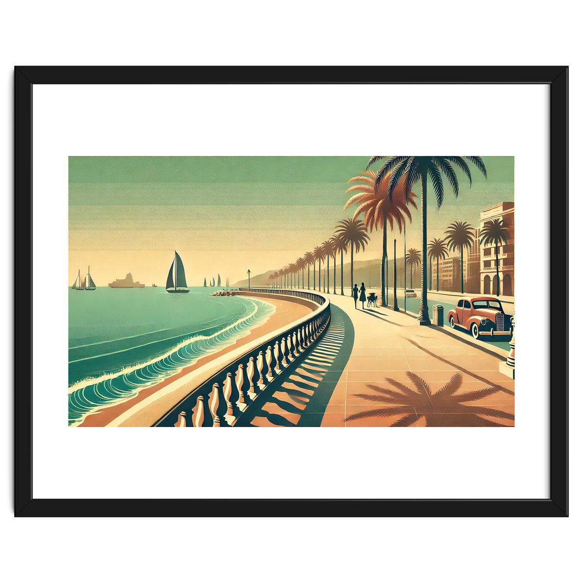 Vintage Coastal Promenade Poster