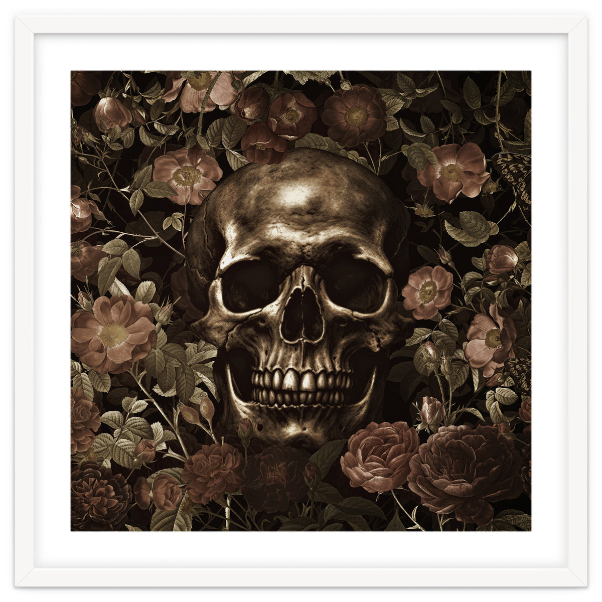 Baroque  Skull And Roses Night Garden