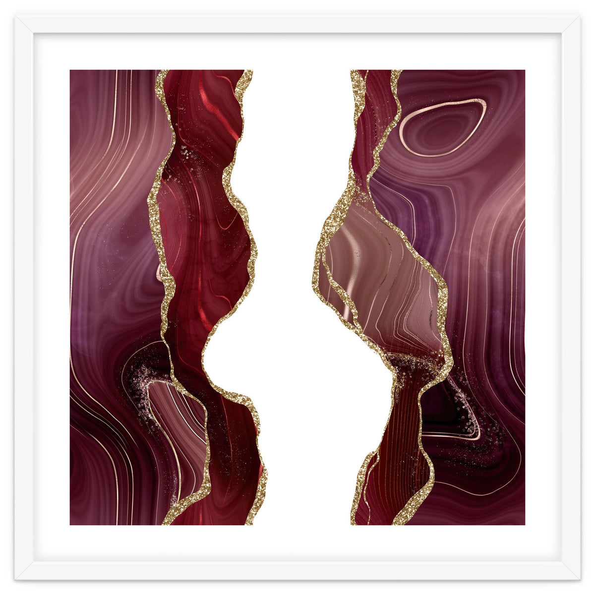 Burgundy & Gold Glitter Agate Texture 06