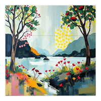 Serene Mountain Lake Landscape (Print Only)