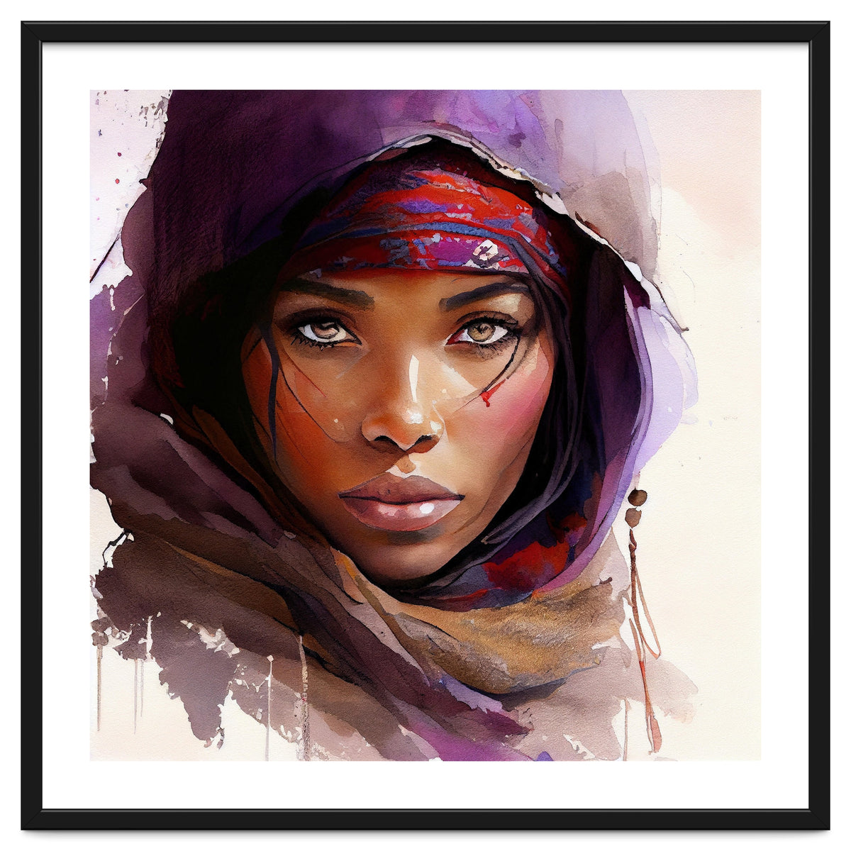 Amethyst Hood Tuareg Woman Portrait