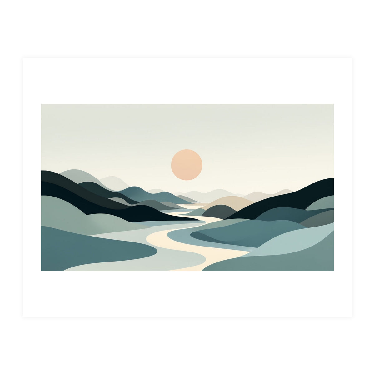 Serene Horizon: Minimalist Organic Landscape (Print Only)