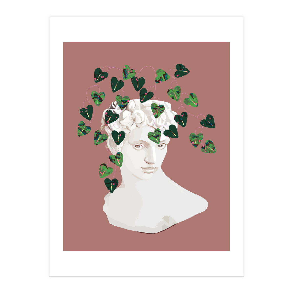 Roman Planter, Plant Pot, Botanical Nature Victorian Statue Face, Eclectic Bohemian Plant Lady Illustration (Print Only)