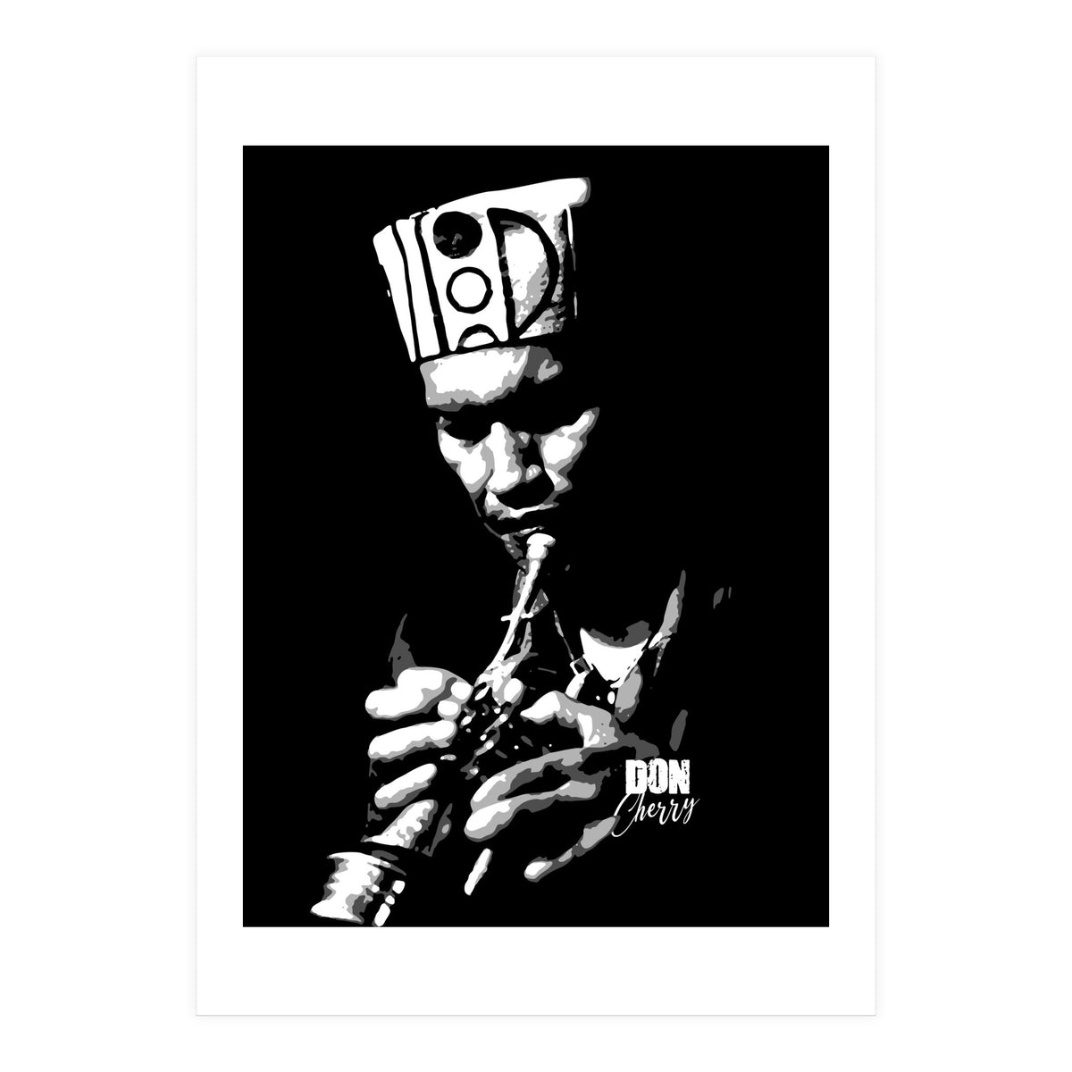 Don Cherry Trumpeter Jazz Music Legend in Grayscale (Print Only)