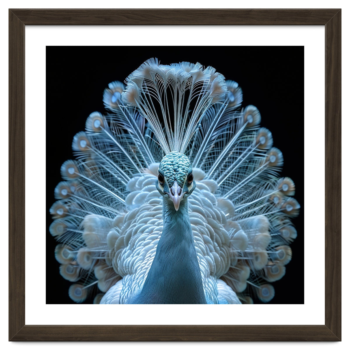Majestic White Peacock Displaying Its Feathers