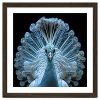 Majestic White Peacock Displaying Its Feathers