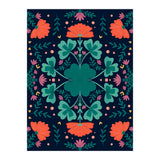 Clovers And Flowers Teal and Orange (Print Only) thumbnail