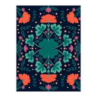 Clovers And Flowers Teal and Orange (Print Only)