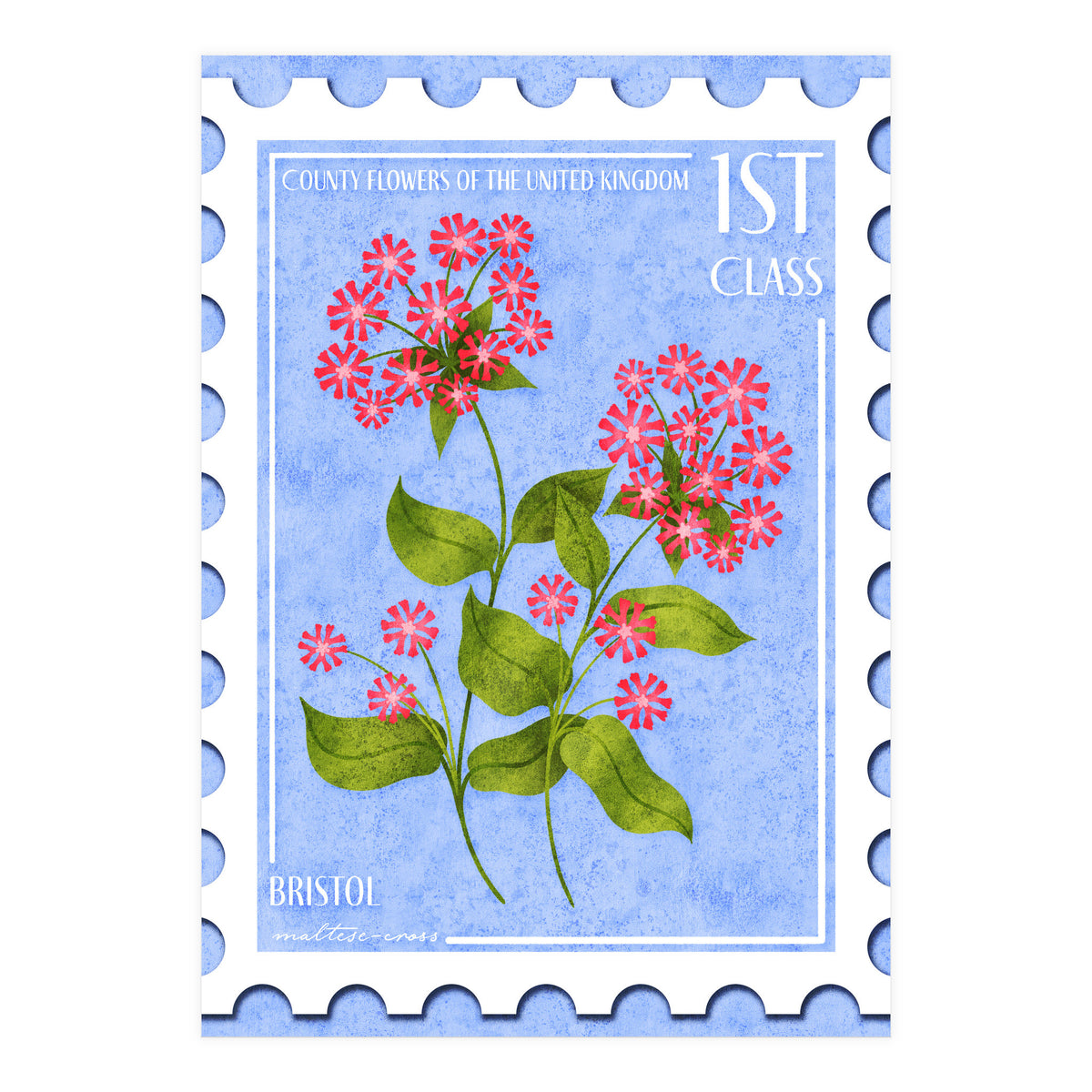 Bristol Maltese Cross Postage Stamp (Print Only)