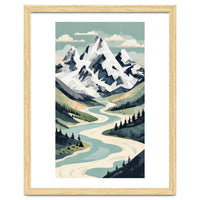 Majestic Alpine Peaks: Organic Modern Landscape Art