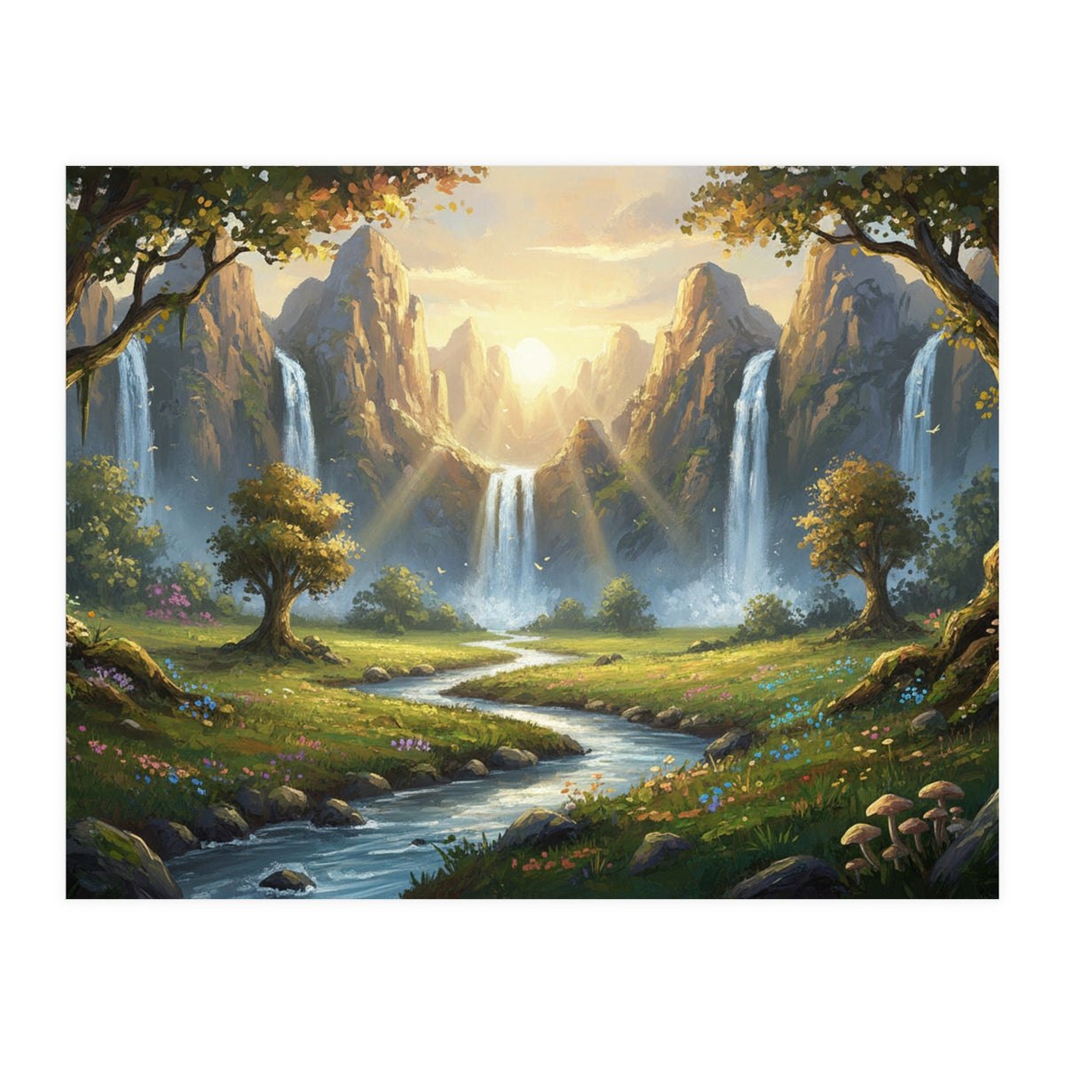 Enchanted Waterfall Meadow (Print Only)