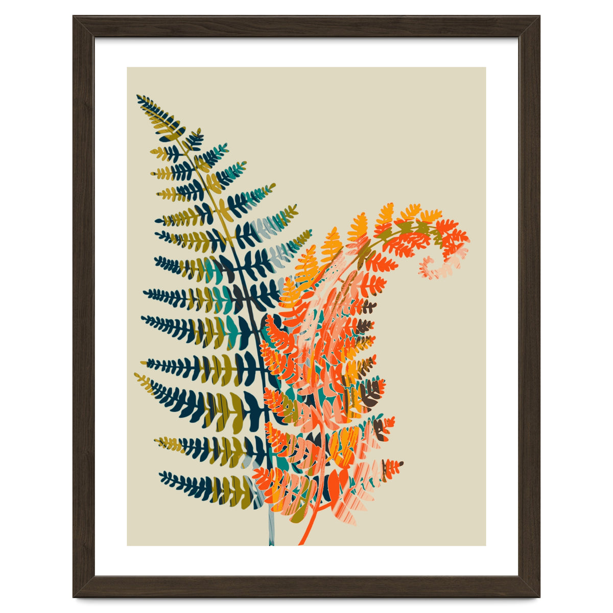 Colorful Fern Leaves