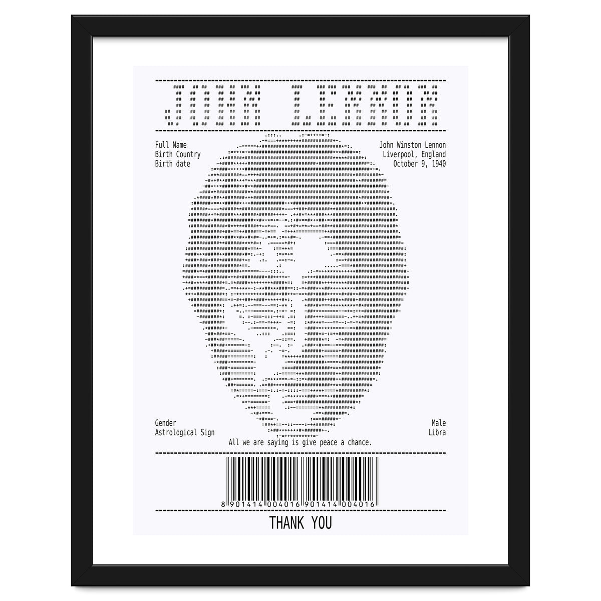 Receipt Art John Lennon Quotes