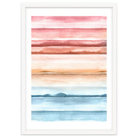 Watercolour Abstract Stripes Red Blue