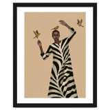 Woman With Birds And Zebra Pattern Dress thumbnail