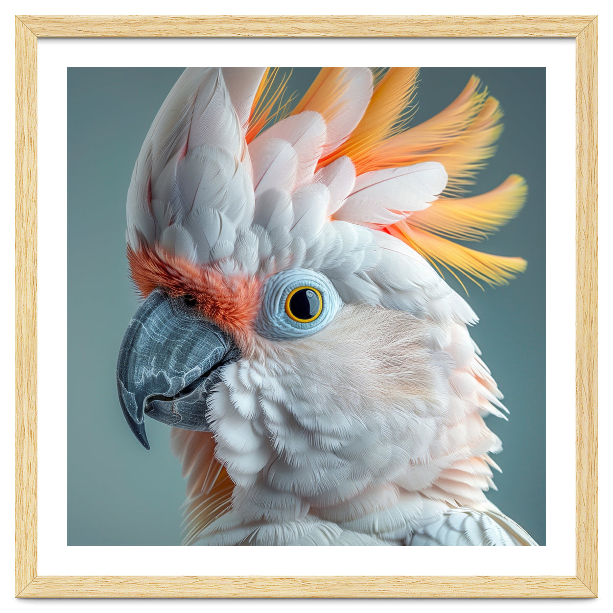 Salmon Crested Cockatoo Close Up Portrait