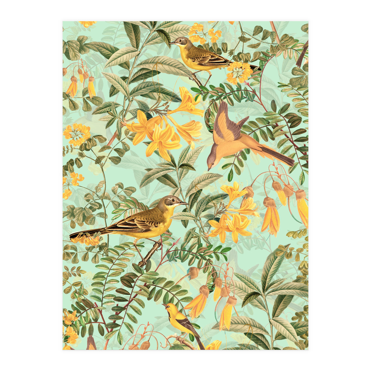 Yellow Birds in Tropical Jungle Paradise (Print Only)