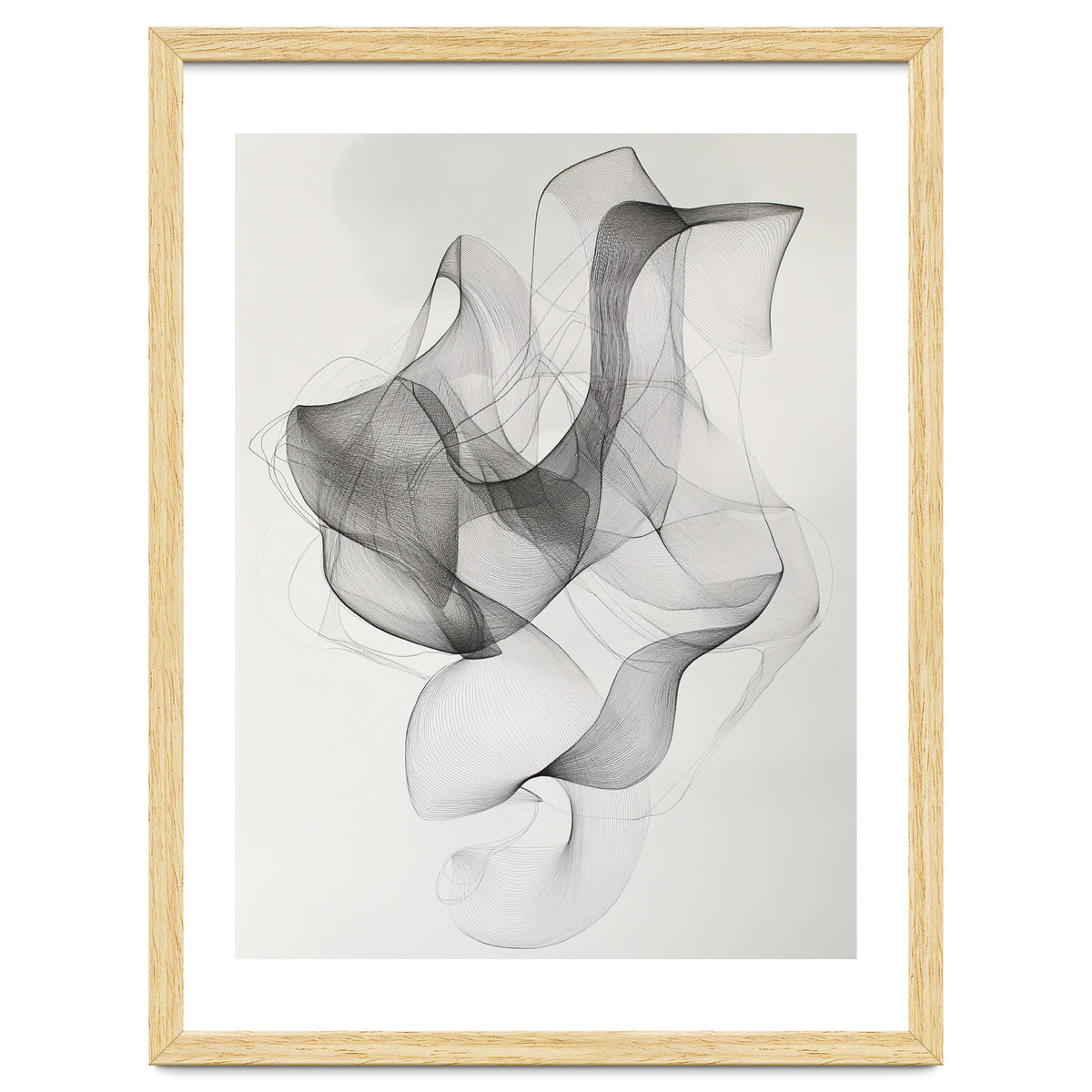 Abstract Black And White Swirling Lines Art